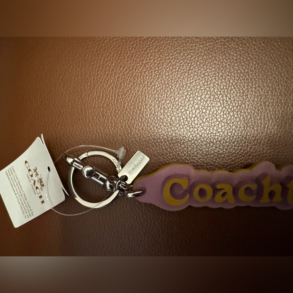 Coach Coachtopia Purple and Yellow Keychain Bag Charm NWT - Picture 2 of 3
